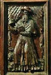 Artista della scuola castigliana, San Michele Arcangelo che sconfigge il  diavolo, fine XVII secolo, legno intagliato e dorato in vendita su Pamono